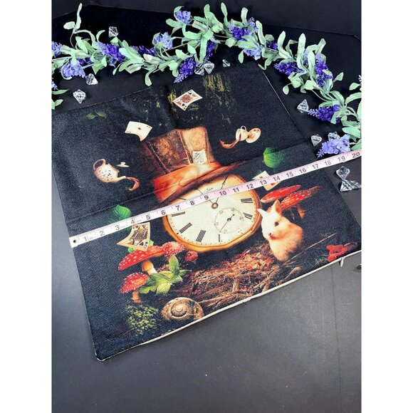 Alice Wonderland Accent Pillowcase Clock Rabbit Throw Pillow Cushion Cover Decor - Picture 4 of 14
